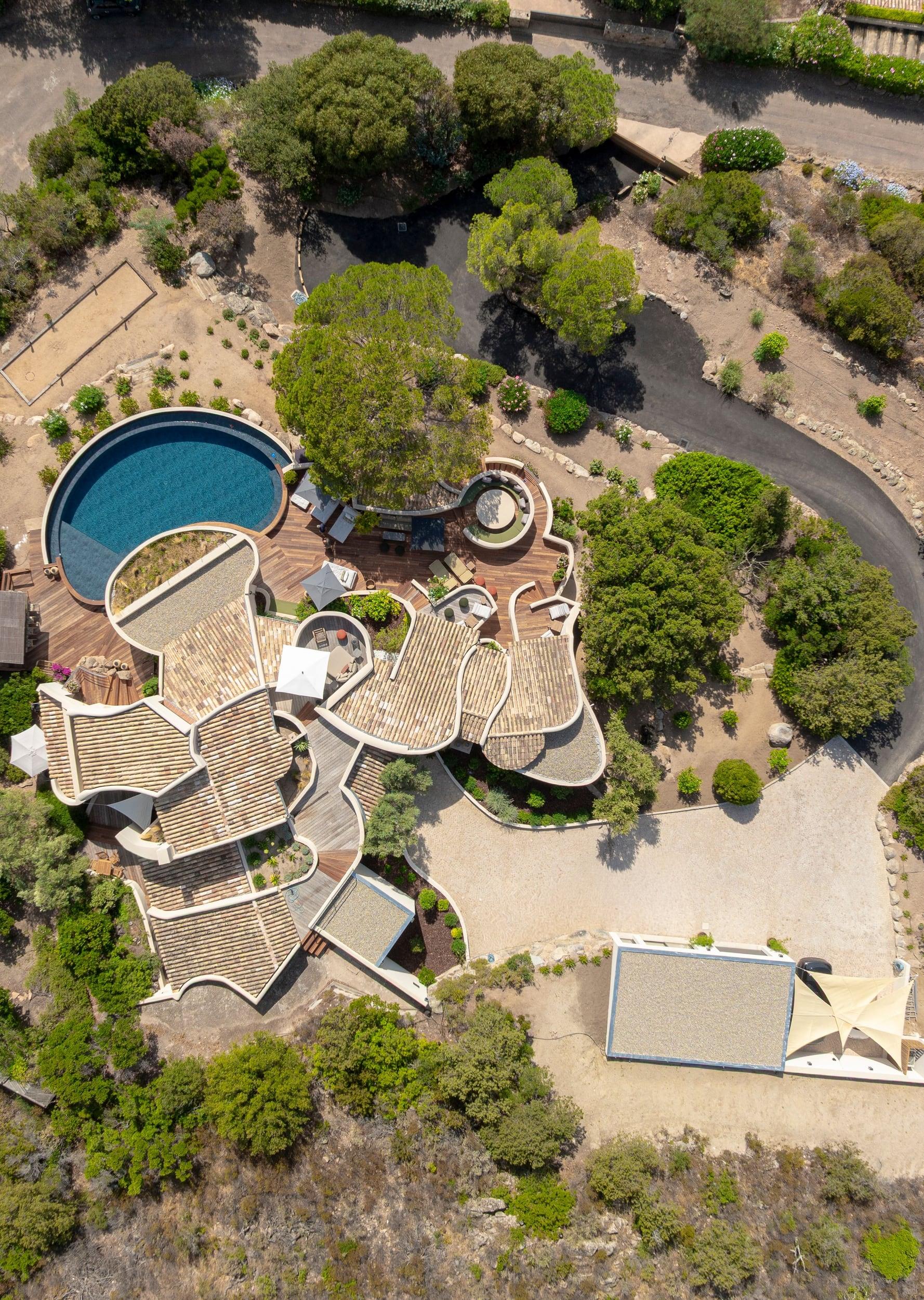 Vue aérienne de la villa à Punta d'Oro